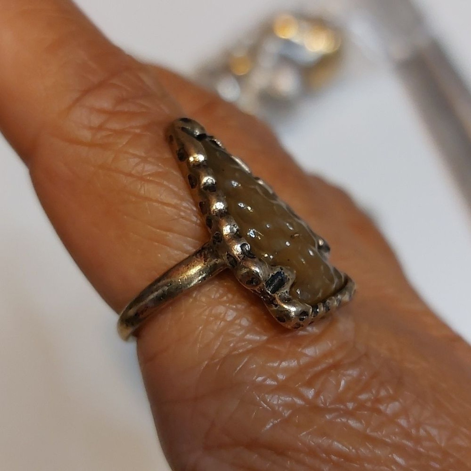 Spearhead Arrowhead Statement Ring Dented Texture… - image 2