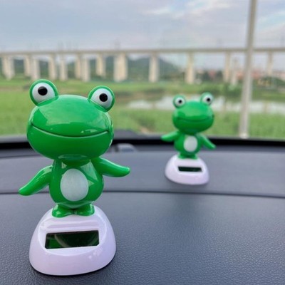 Solar Powered Dancing Frog Car Ornament for Dashboard Desk or Garden Decoration