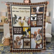 Cow Lover Fleece Blanket Funny Dairy Farm Animal Gift Cozy Farmhouse Throw