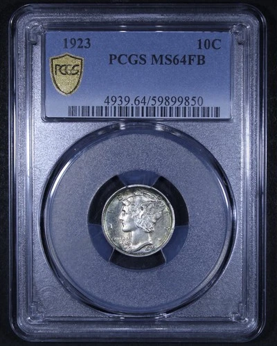1923 Mercury Dime - 10c PCGS MS64 FB - Full Bands - PCGS Gold Shield