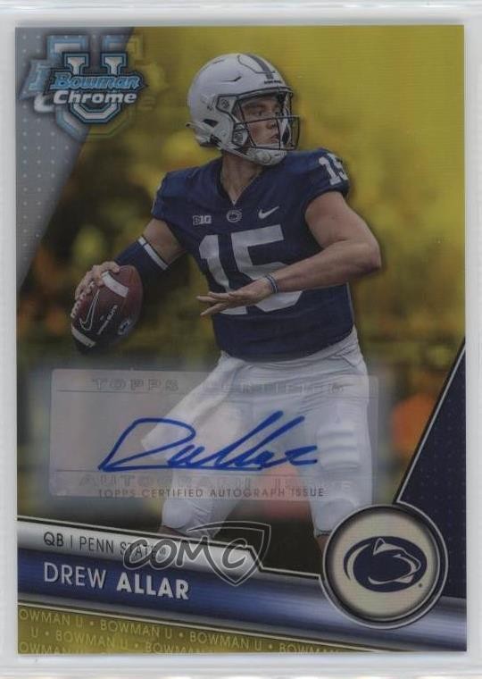 2023 Bowman U Chrome Prospect Yellow Refractor /75 Drew Allar #113 Auto 0c3