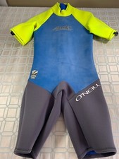 Oneill Short One Piece Smoothie Snake Skin Wet Suit Blue/Yellow Women  s Size LG