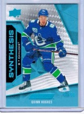2019-20 Upper Deck Engrained Quinn Hughes Synthesis Rookie Blue RC #ed 03/50