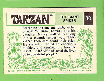 D285. 1966 TARZAN CARD #30 ISSUED BY SCANLENS, THE GIANT SPIDER