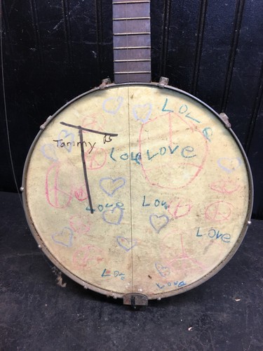 Antiguo arte vagabundo BANJO de 4 cuerdas de colección piezas de reparación de instrumentos musicales - Imagen 7 de 11