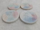  Ceramic Coasters Birdhouse, Flowers, Butterfly, Bird Light Colors Set Of 4 