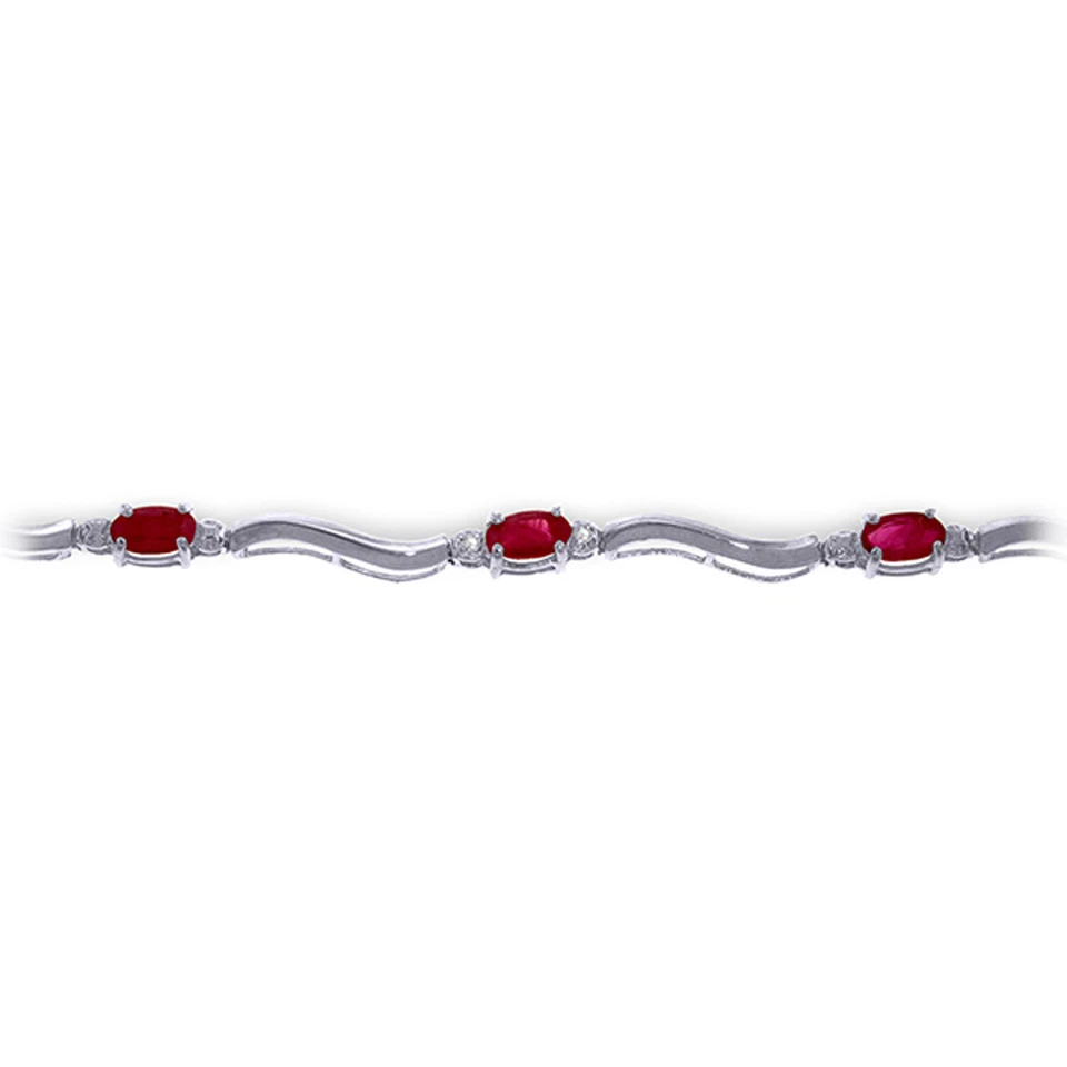 14K. SOLID GOLD TENNIS BRACELET WITH NATURAL DIAMONDS & RUBIES - Image 2 of 3