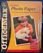 NEW OfficeMax High Gloss Photo Paper 20 shts 8.5 x 11 Inkjet Printers 225 gsm x2