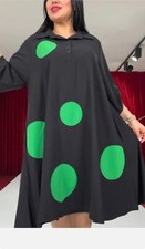 SALE! Brand New DESIGNER DARKWIN BLACK Dress  Polka-dot Plus Sz1 Turkish.US14/16