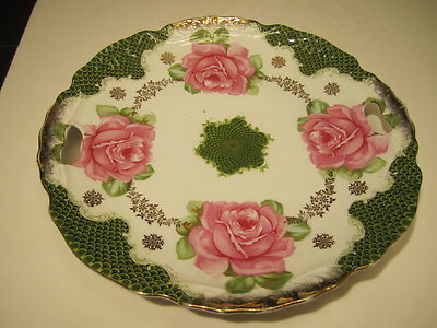Beautiful Vintage 10.5'' Pink Roses Decorated Porcelain Plate From Old Estate