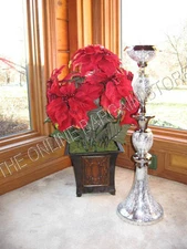Frontgate artificial Potted Holiday floral Christmas Poinsettia Urn 25" red NIB