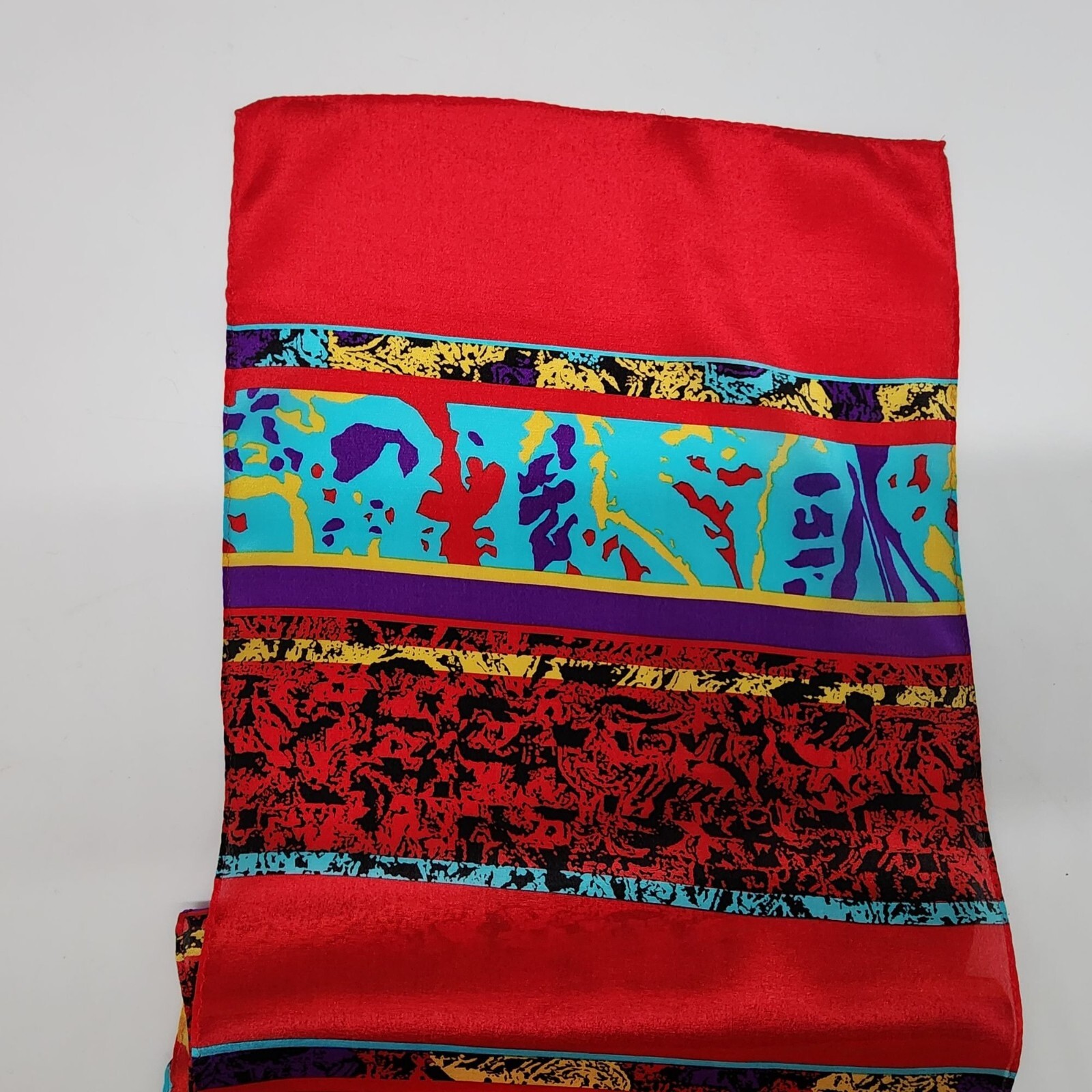 Bright Multicolor Abstract Pattern Silk Scarf Wit… - image 8