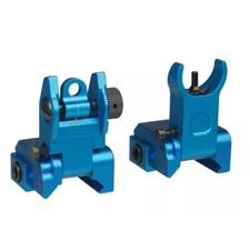 Aluminu Blue Low Profle Picatinny Iron Sight BUIS Front  Rear Flip-Up Sight Set