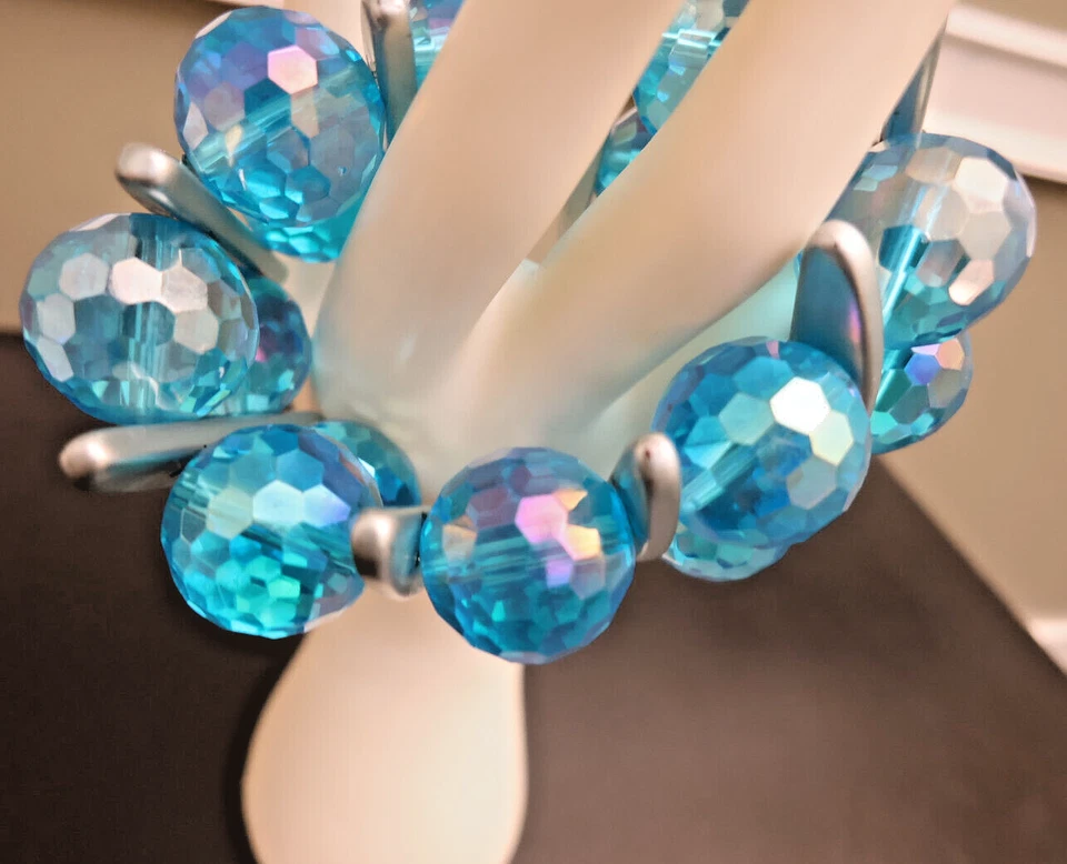 Pulsera Tarina Tarantino Starchild Odyssey azul cuentas brillo 2 capas tono plateado Foto 3 de 4