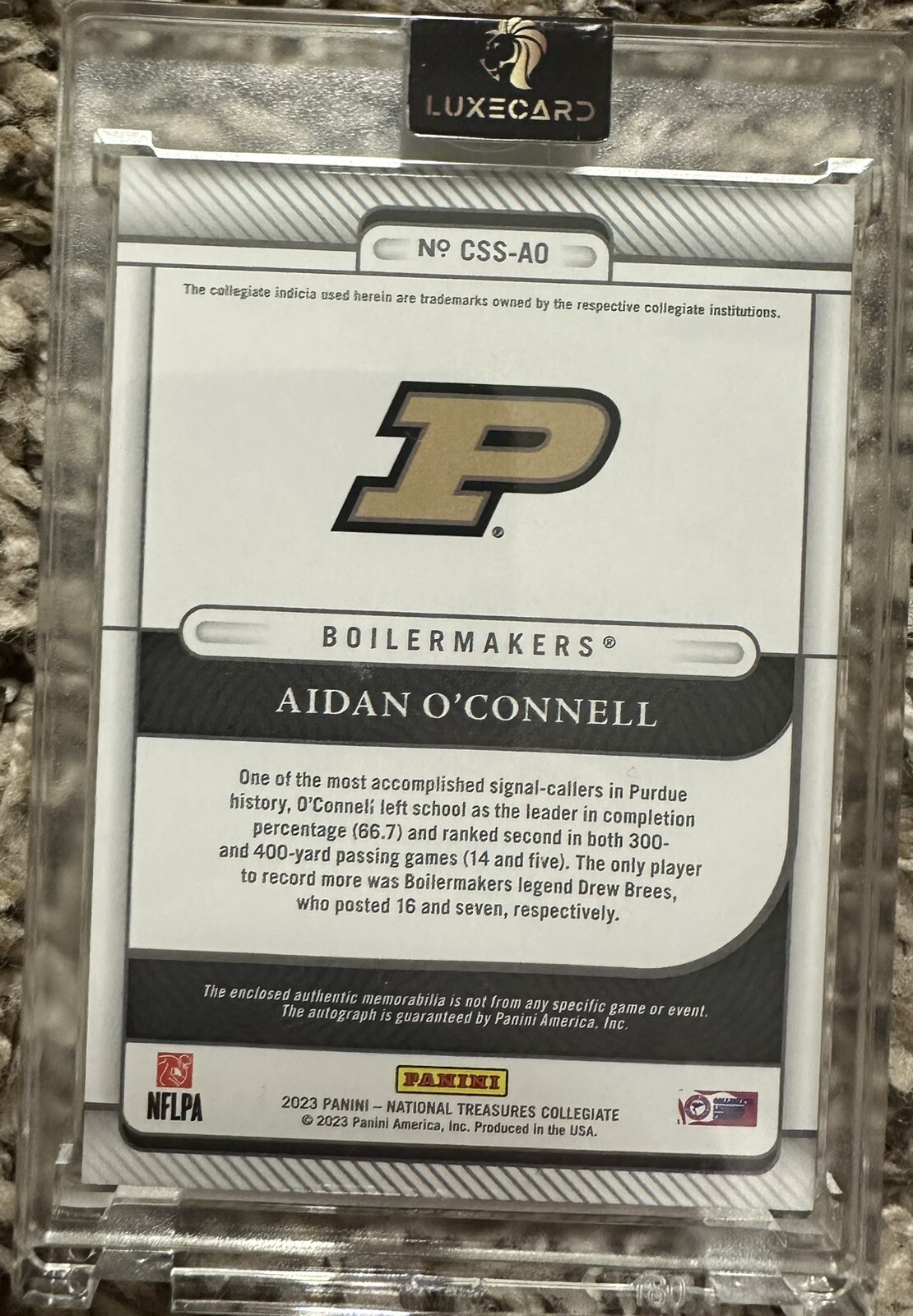 2023 National Treasures Collegiate Aidan O’Connell Rookie Jersey Auto #14/49  view 2
