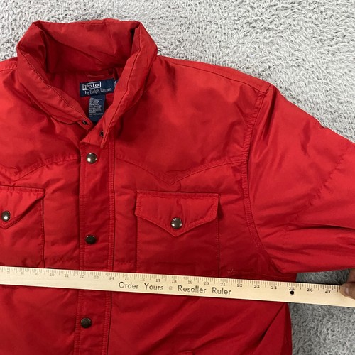 Vintage Polo Ralph Lauren Down Jacket Men XL Western Yoke Quilted Puffer Snap - Picture 10 of 12