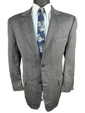 JOSEPH  FEISS Mens Gray HERRINGBONE Wool Classic Sport Coat Blazer Jacket 40R