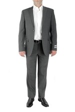 Paolo Giardini 2 Piece Men's Suit Slim Fit Birdseye Pattern 2 Button Light Grey