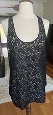 Wilfred Aritzia Black Lace Floral Racerback Tunic Tank Top-Size Medium