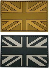UK British Flag Tactical Patch 2PC - 3D-PVC Rubber - Hook Fastener -PF1-2