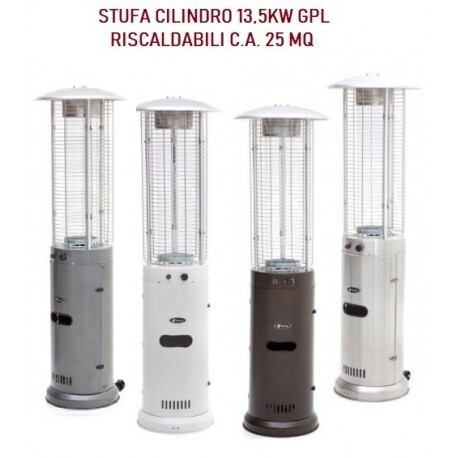 STUFA PIRAMIDE CILINDRO S66 FUNGO A GAS 13 KW 25MQ TERMOPATIO COLORE MARRONE - Foto 1 di 2