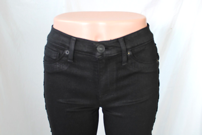 Jeans Skinny Femme Stevie Hudson à Lacets - Noir Revêtu, Taille 23, Neuf Avec étiquettes