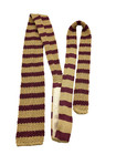 Vintage Paul Stuart Striped Silk Italy Hand Knit Tie Purple Ecru