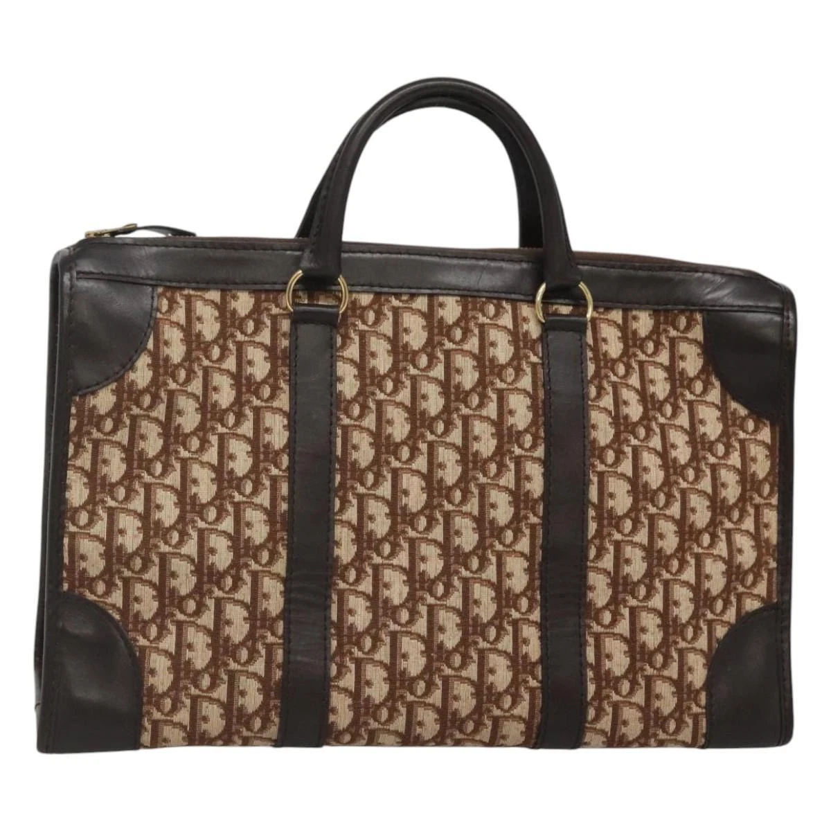 Sac Christian Dior Trotter toile Boston marron or authentique BD1513