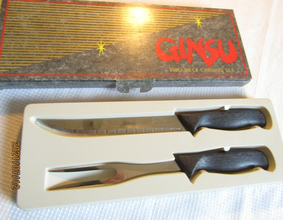 Vintage Ginsu Knives Carve & Serve Set Surgical Stainless Steel Serrated USA Bx8