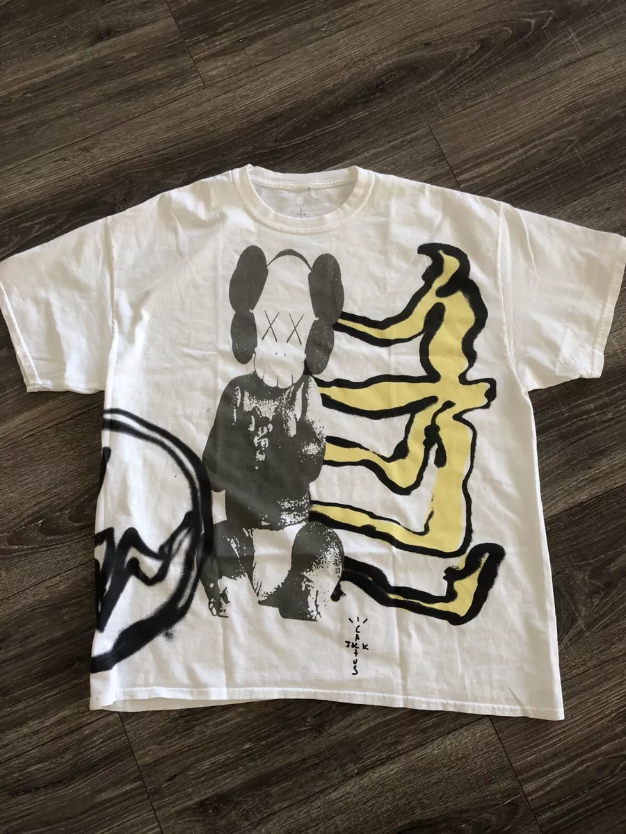 TRAVIS SCOTT CACTUS JACK + KAWS FOR FRAGMENT TEE AGED YELLOW LARGE