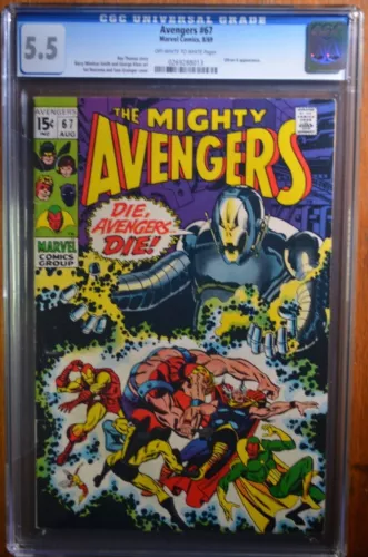 AVENGERS 67 CGC 5.5 OW/W  ULTRON 6 VISION BLACK PANTHER BARRY WINDSOR-SMITH