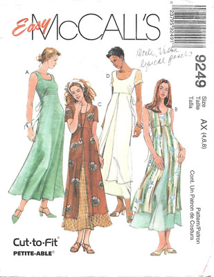 McCall's Sewing Pattern # 9249 Misses' Pullover Short Sleeves Dress Size: 4-6-8