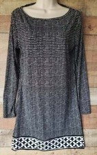 Michael Michael Kors Sz M Dress Pullover Non Iron Black & White Long Sleeve