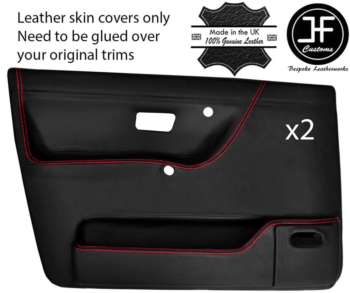 VW純正　ゴルフ2 レザー巻き RED STITCH 2X FRONT DOOR CARD SKIN COVER FOR VW GOLF MK2 JETTA 83