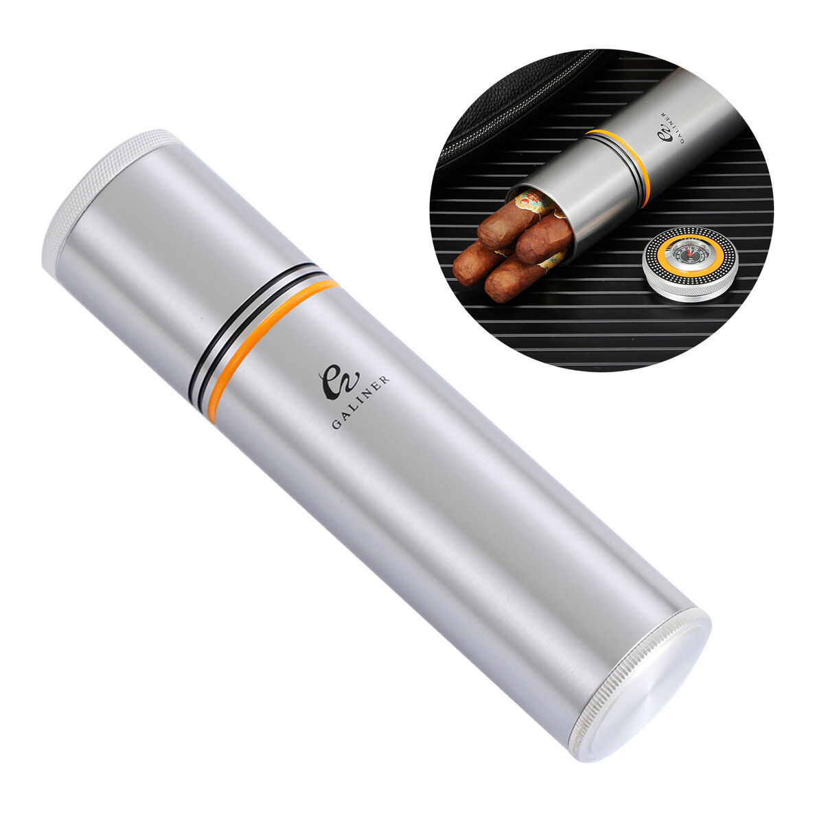 G Galiner Cigar Tube Metal Case 3-5 cigars Humidor Travel Box