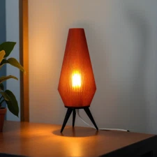 AMBER ROCKET LAMP | sustainable, retro mid century modern, 3D printed lamp
