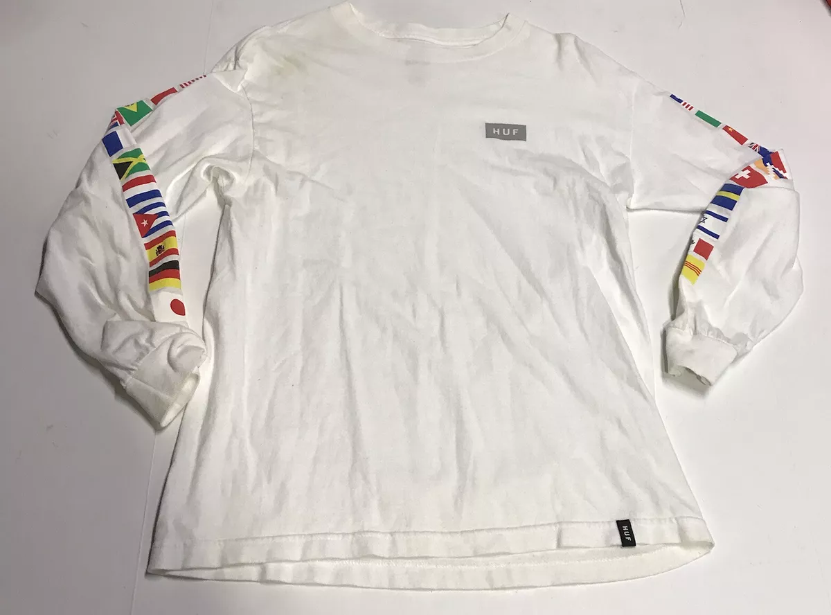 HUF Worldwide Skate Flag Long Sleeve T Shirt Mens Medium Streetwear