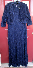 SALE R M Richards Sz 12 Sleeveless Formal Jacket Lined Blue Rhinestones NWT