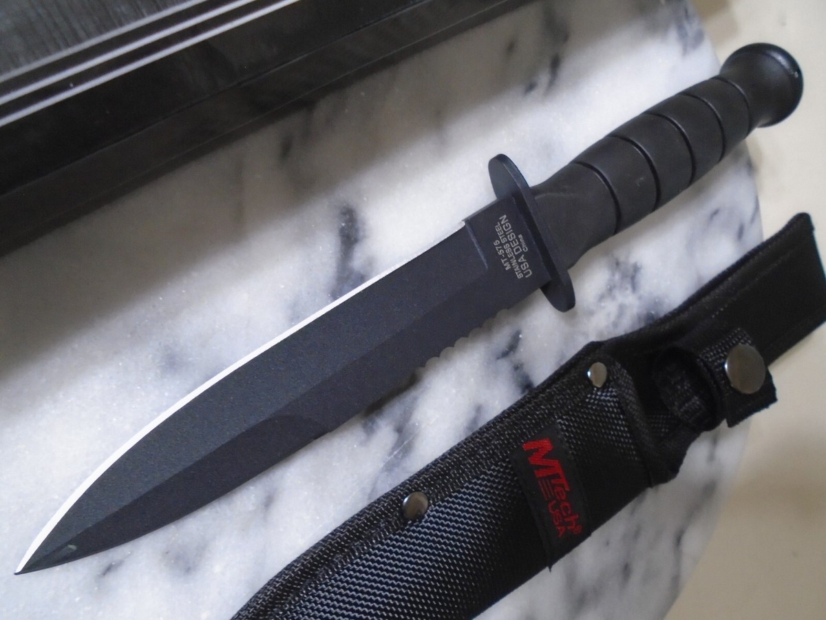 Mtech Full Tang Dual Edge Dagger Knife Fixed Blade Black MT