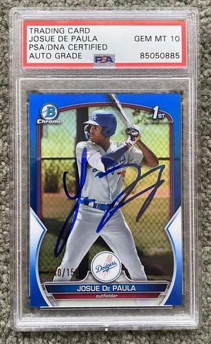 2023 Bowman Chrome Josue De Paula Signed Rookie Blue Refractor /150 Auto PSA 10