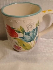 Pioneer Woman Coffee/Soup Mug "Blooming Bouquet" Butterfly Floral 18 Oz Cup EUC
