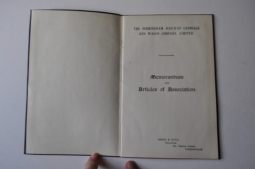 Die Birmingham Railway Wagen & Wagen Co Memorandum & Artikel von Assn 1915 - Bild 2 von 3
