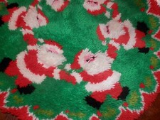 Vintage Santa Claus Hand Hooked Rug 33" Round Christmas Handmade Latch Hook