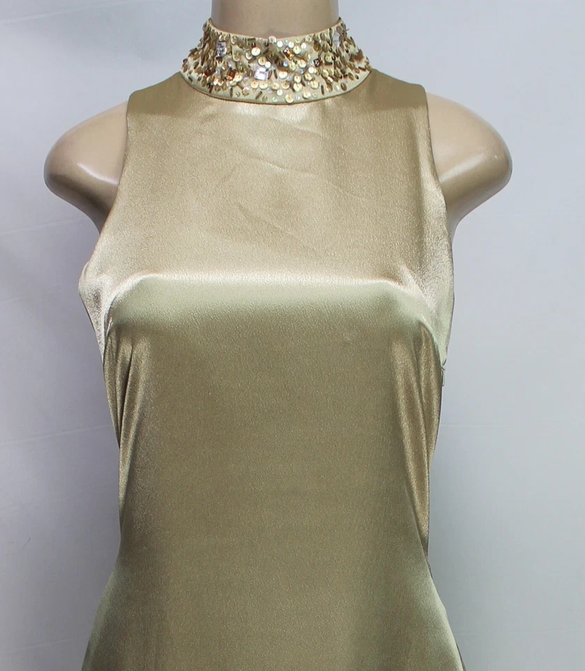 Vestido Maxi Halter Feminino Together Sem Mangas Dourado Tamanho 6 - Imagem 3 de 4