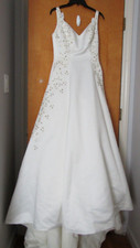 Exclusive Bridals by A.C.E Sleeveless Wedding Dress Small Train Pearls-Crystals