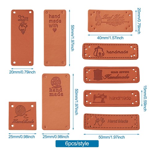 54-72pcs Microfiber Leather Labels "Handmade with Love" Embossed Leather Tags - 第 22/24 張圖片