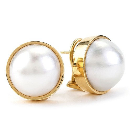 Tiffany \u0026 Co. Mabe Pearl Earrings 18K 