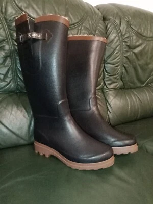 bottes  de pluie aigle églantine fourrées caoutchouc P40 marrons - Photo 1/4