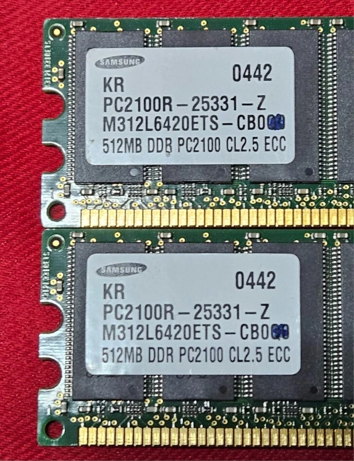 SAMSUNG 2X 512MB DDR PC2100R-25331-Z Server Memory PC2100 CL2.5 ECC - Image 2 of 3