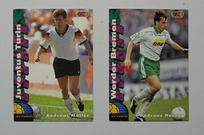 2x Sammelkarte / Panini / Andreas Herzog / Andreas Möller / Top 20 / SV Werder